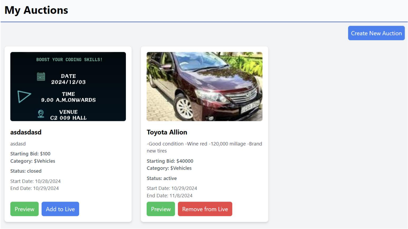 Auction Page